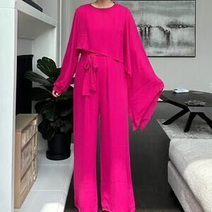 Krisa Dusk Asymmetrical 2-Piece Cape Jumpsuit